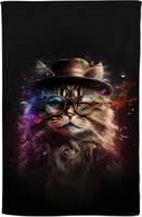 Warren Reed Siberian Cat With Splashart Tea Kitchen Towel Multicolour
