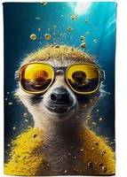 Warren Reed Meerkat With Golden Splashart Tea Kitchen Towel Yellow