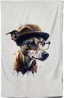 Warren Reed Whippet Dog With Splashart Tea Kitchen Towel Multicolour