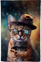 Warren Reed Cat Face With Splashart Tea Kitchen Towel Multicolour