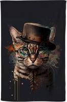 Warren Reed Cat With Splashart Tea Kitchen Towel Multicolour