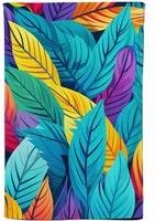 Warren Reed Bright Colourful Leaves Tea Kitchen Towel Multicolour, Blue