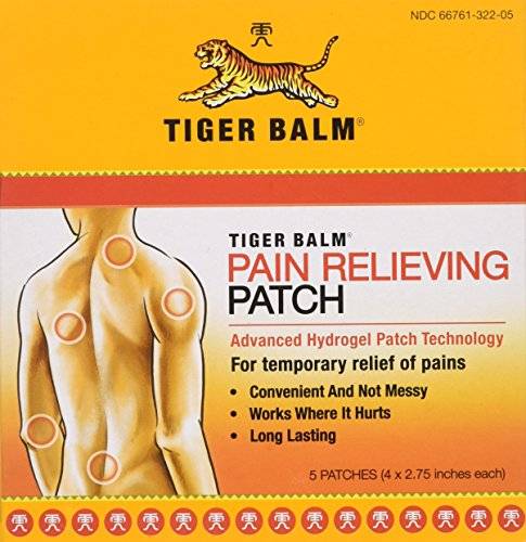Tiger balm patch, pain relieving patch, 4"x2.75", 5-count