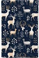 Warren Reed Reindeer, Whimsical, Illustration Pattern Tea Kitchen Towel Blue