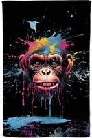 Warren Reed Coloured Monkey Face Splashart Tea Kitchen Towel Blue, Multicolour
