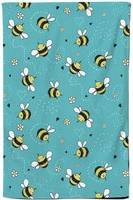 Warren Reed Hand Drawn Busy Bees Tea Kitchen Towel Blue, Multicolour