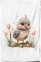 Warren Reed Cute Easter Chick With Tulips Tea Kitchen Towel Multicolour