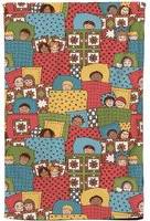 Warren Reed Drawn Sleeping Doodle Faces Tea Kitchen Towel Red, Multicolour