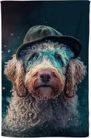 Warren Reed Labradoodle Dog Splashart Tea Kitchen Towel Multicolour