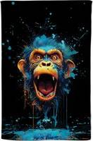 Warren Reed Monkey face Splashart Tea Kitchen Towel Blue