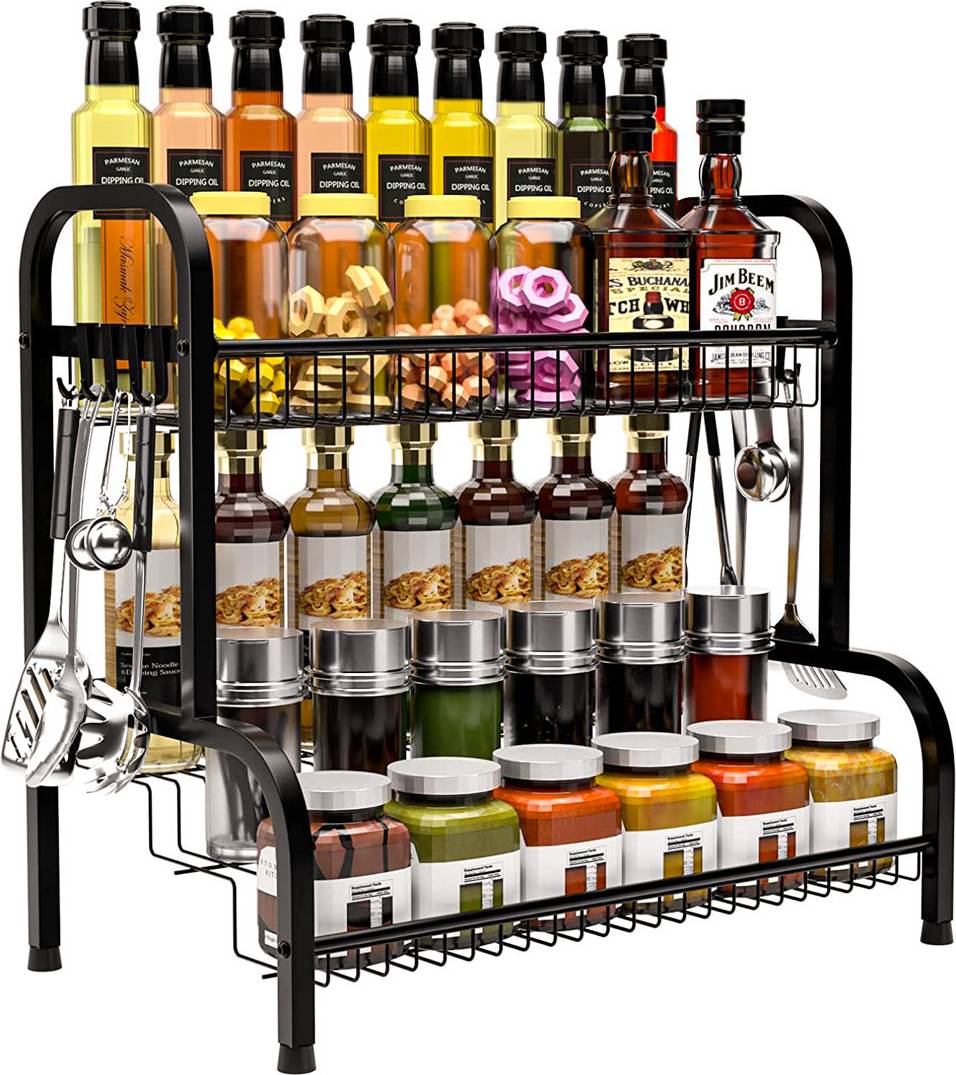 Free standing spice rack Belfry Kitchen 4-Tier Large Free-Standing Spice Rack Kitchen Container