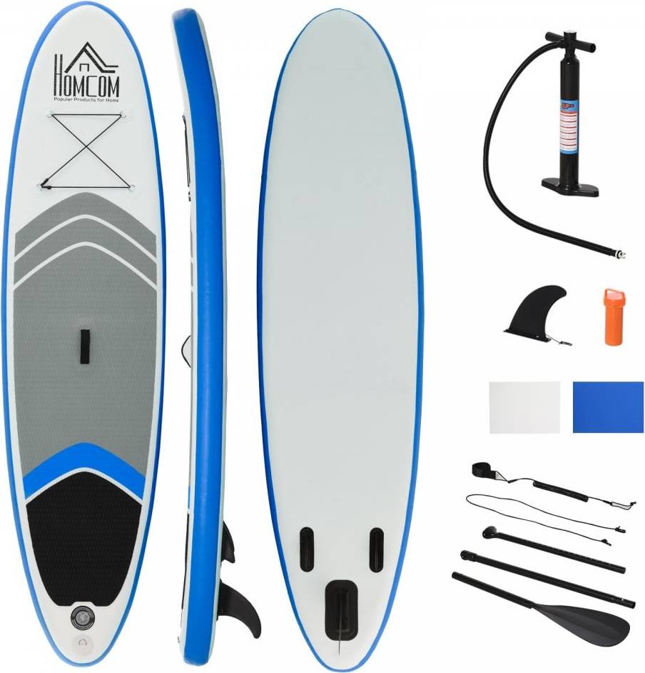 Inflatable paddle board Homcom 10Ft Inflatable Stand-Up Paddle Board with Accessories Blue