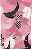 Warren Reed Abstract Pink Moon Pattern Tea Kitchen Towel Pink, Multicolour
