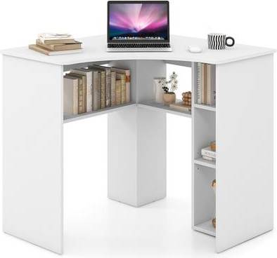 White corner desk Costway Corner Computer Triangle Writing Desk