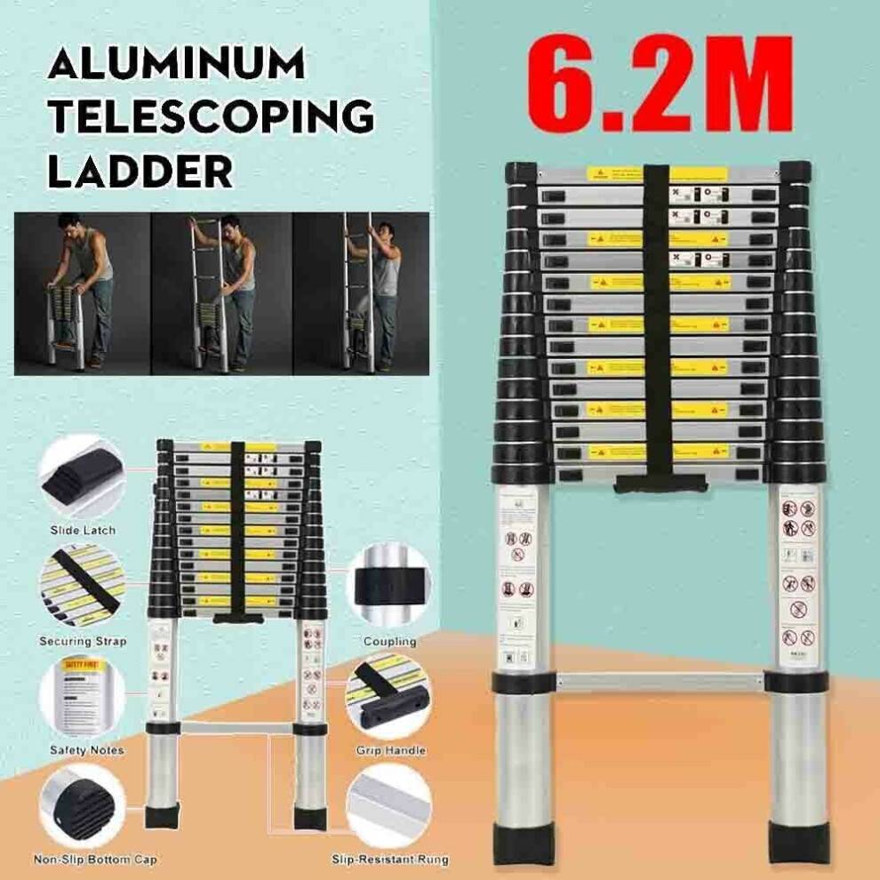 Loft ladders 6.2M Telescopic Loft Ladder Extendable Multi-Purpose Aluminium Steps