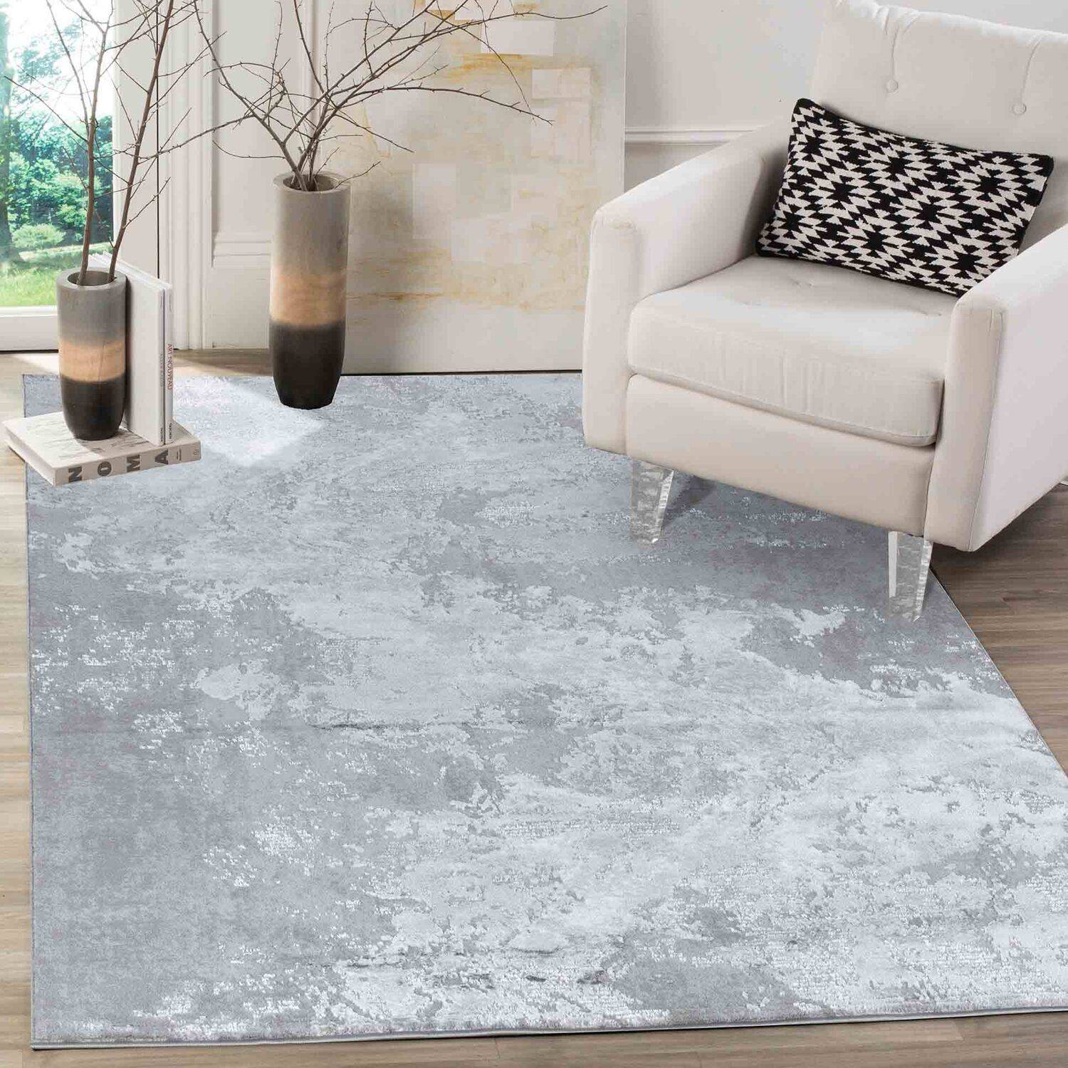 Serdim Rugs Modern Abstract Sprayed Texture Grey