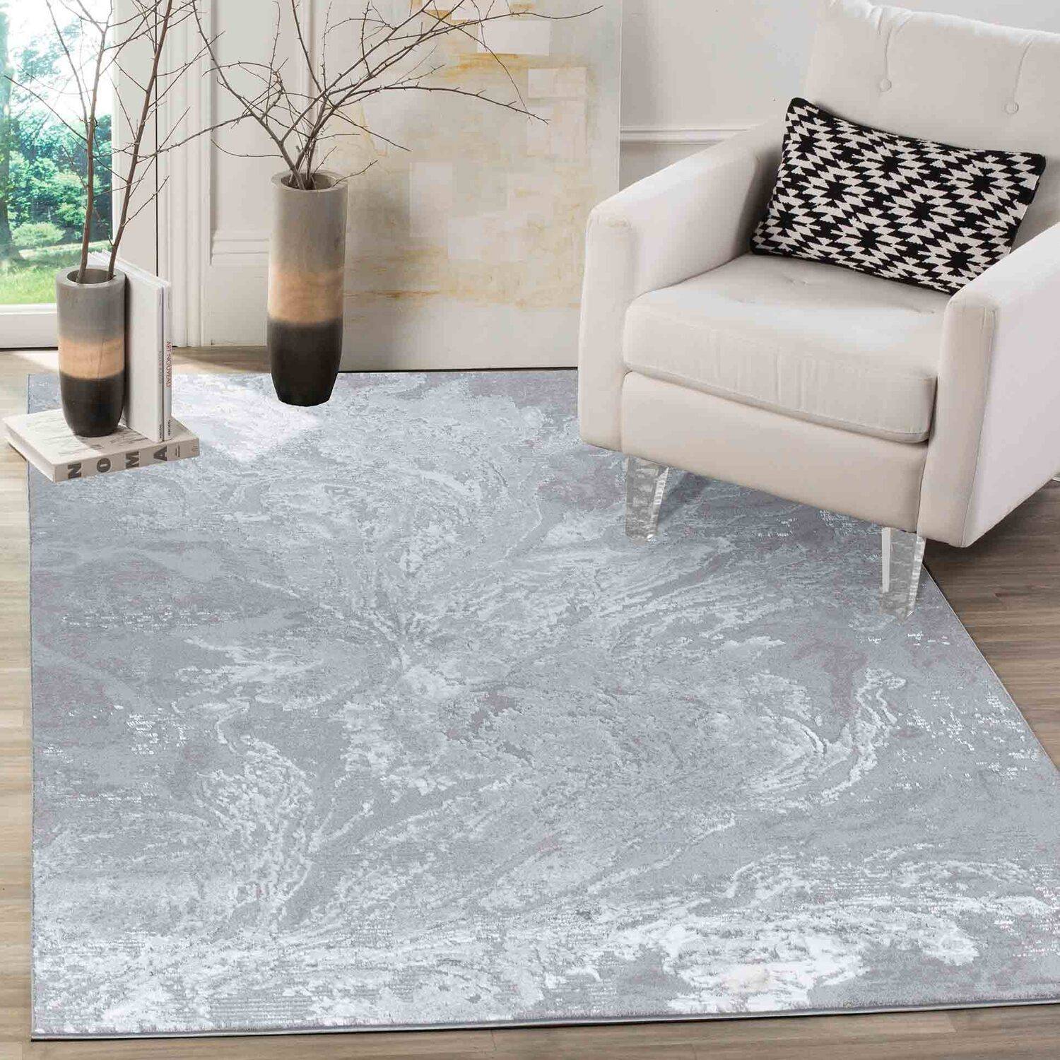 Serdim Rugs Modern Abstract Water flow Texture Grey