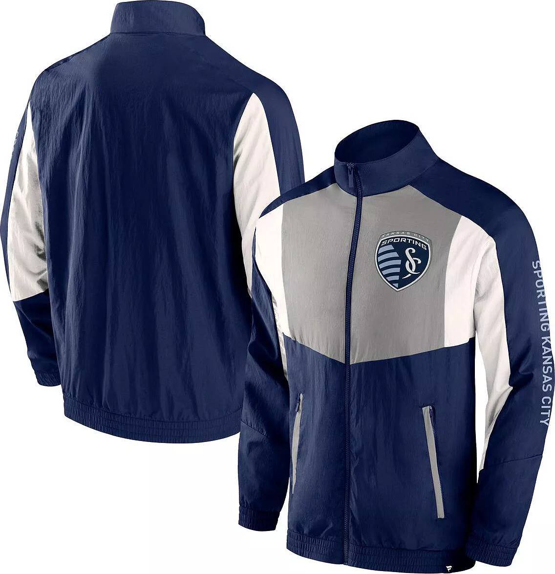 Soccer goal net Fanatics Sporting Kansas City Net Goal Raglan Full-Zip Track Jacket