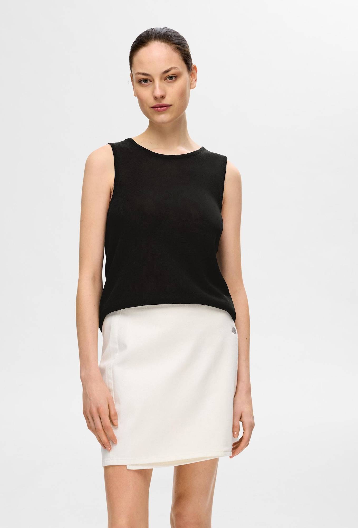 Selected Strikket Tanktop Sort