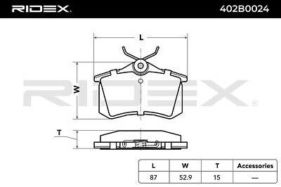 Ridex Brake Pad Set Rear Axle Without Integrated Wear Sensor