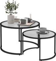 Homcom Round Coffee Table Nesting Side Set Satsbord