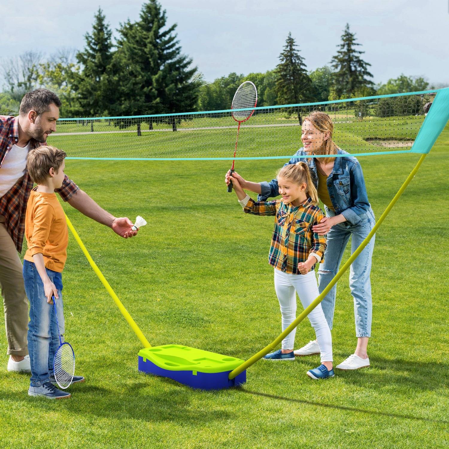 Sportnow Portable Badminton Net Set with Volleyball Net, Rackets, Shuttlecocks