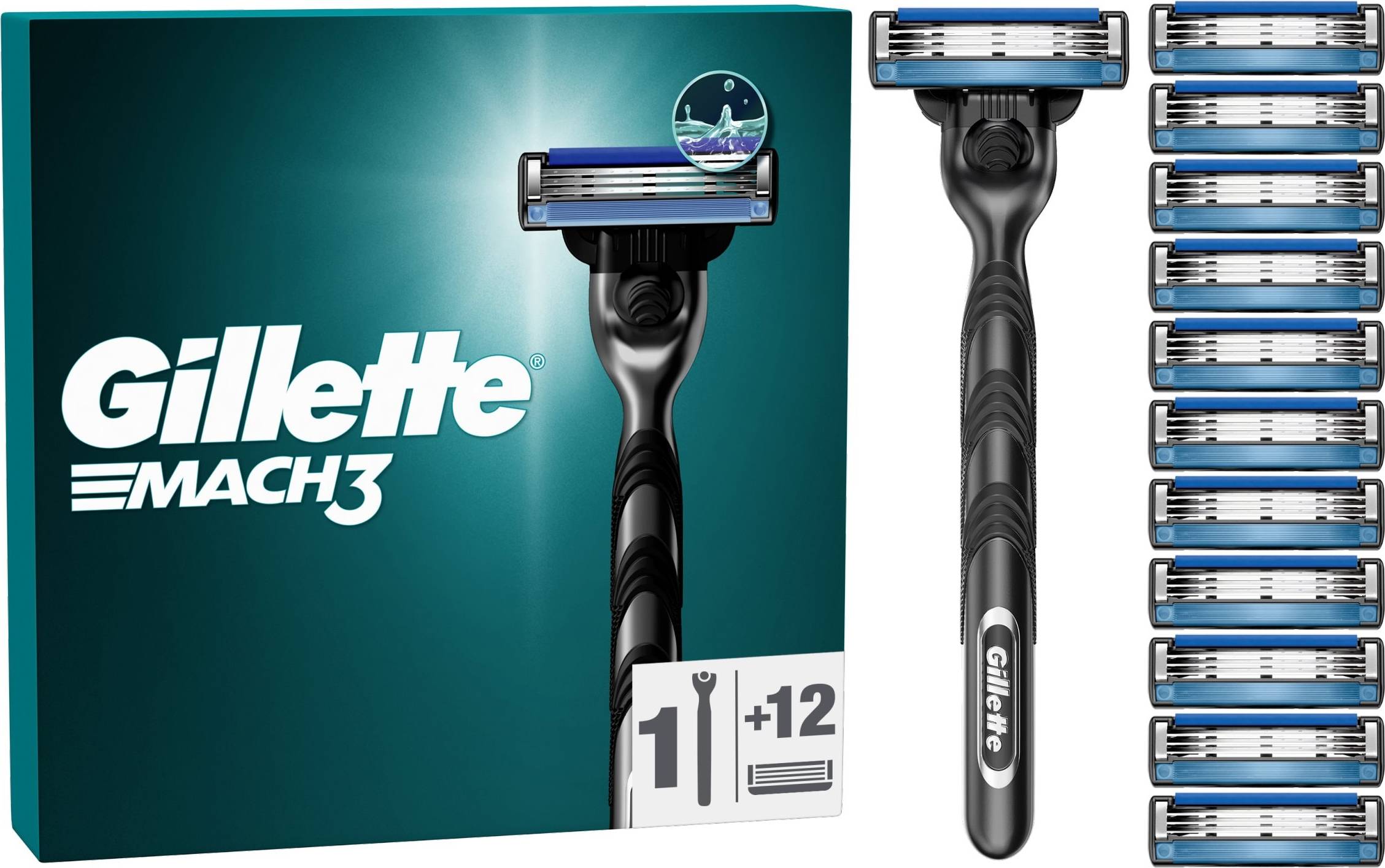 Gillette mach 3 blades Gillette Mach 3 Value Pack: Mens Razor 12 Blade Refills