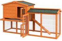 Pawhut 2 Tier Rabbit Hutch with Run, Ramp, Slide-out