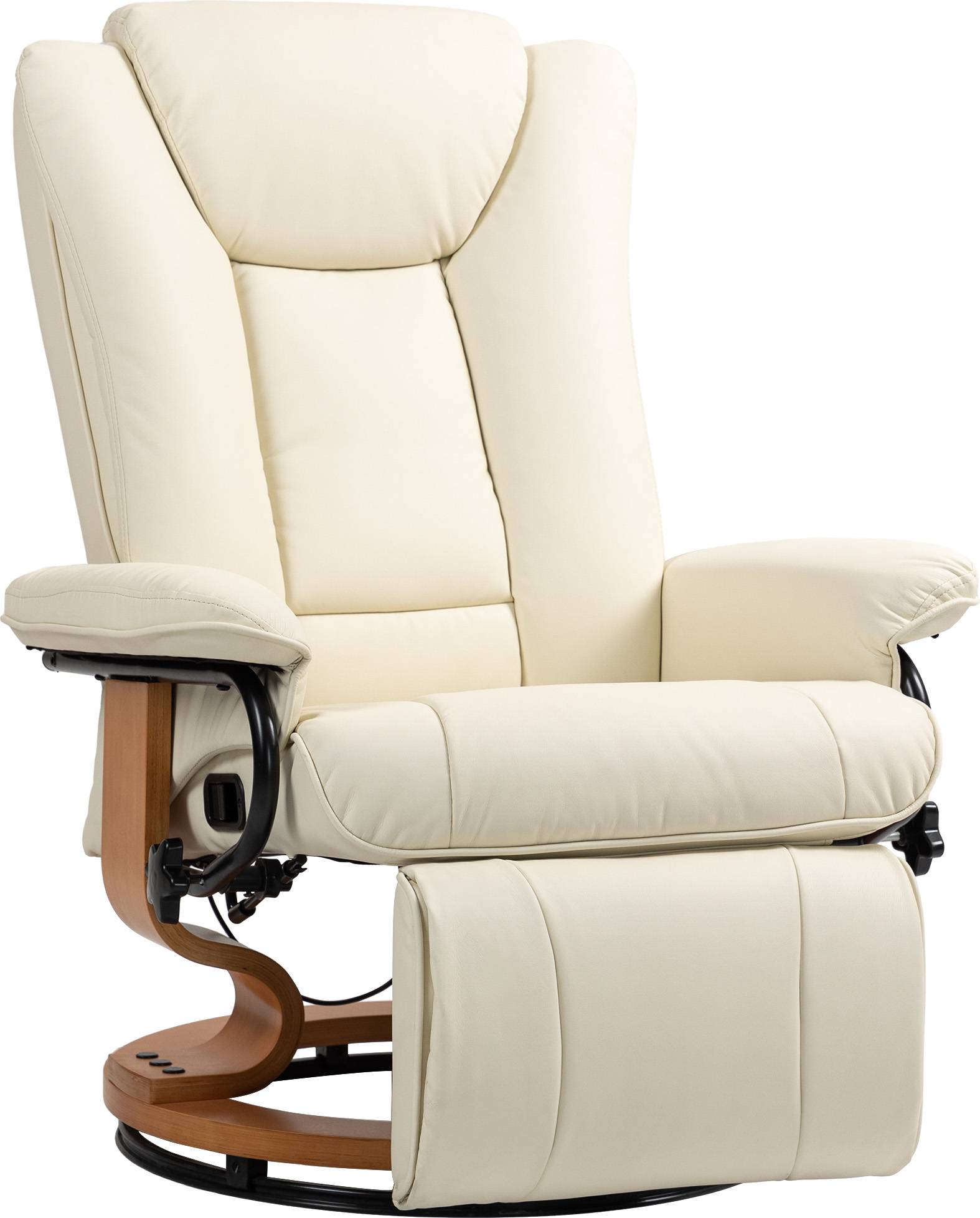 Homcom Relax 360° Rotation Krämvit Läder Fåtölj