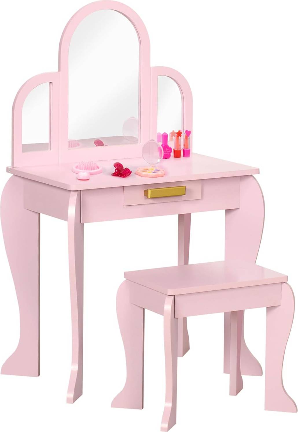 Kids desk Homcom Kids Dressing Table & Stool Vanity Set