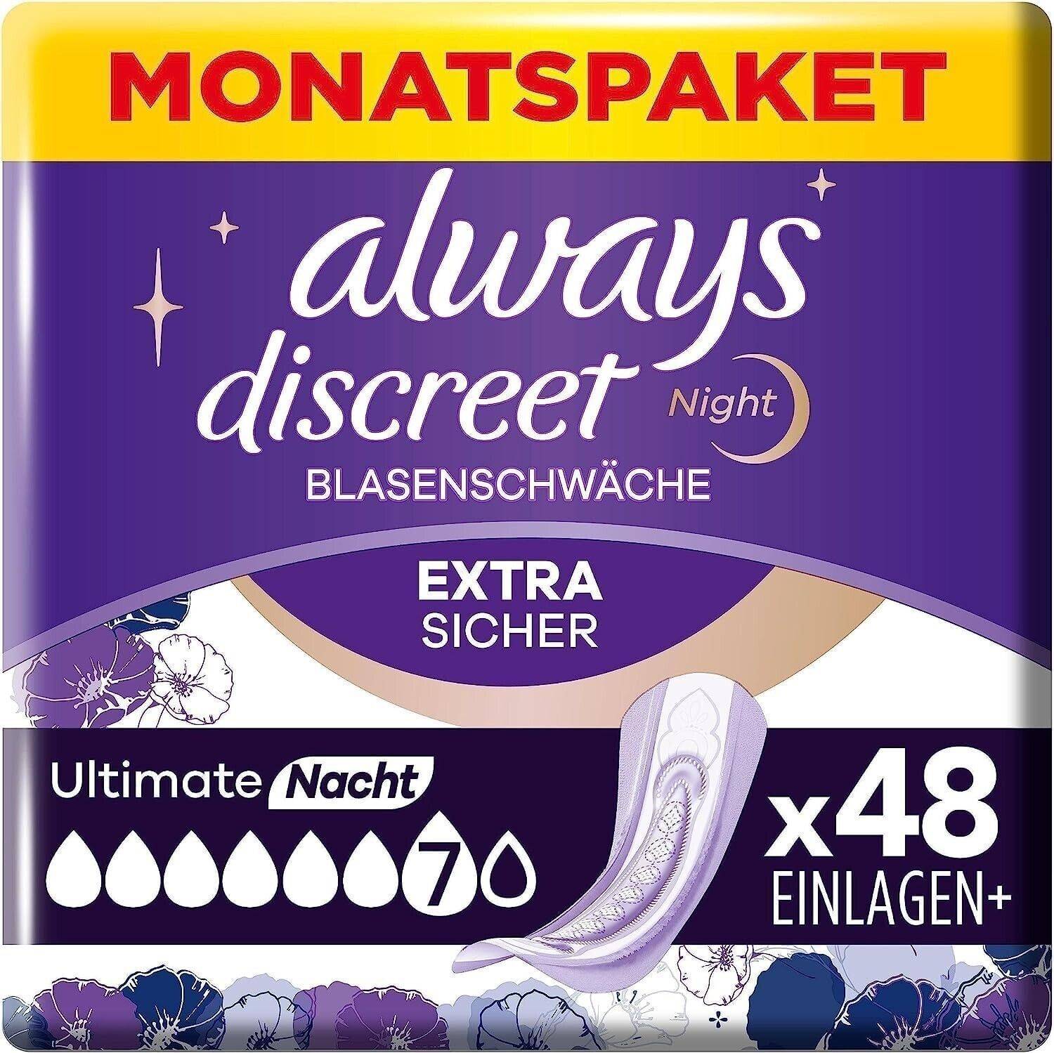 Always pads Always discreet sensitive bladder extra secure ultimate night