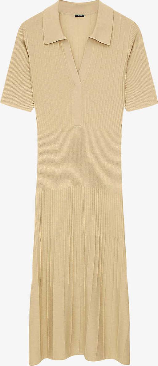 Joseph Merino Wool Ribbed Maxi Dress - Beige