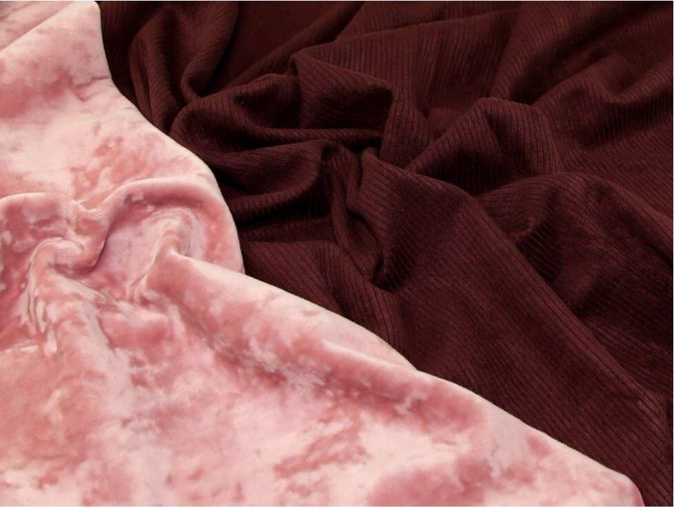 Minerva Fur Back Rib Stretch Fabrics Red, Pink