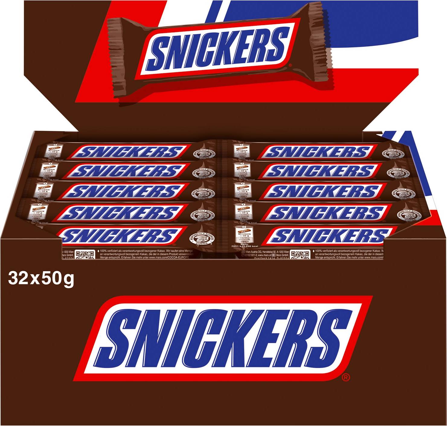 Mars Snickers 50 g, 32er Pack 32Stk.