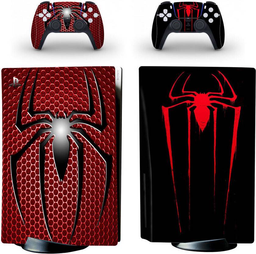 Ps5 controller red PS5 Skin Sticker Disc Edition Console and Controller Skins Spider Red