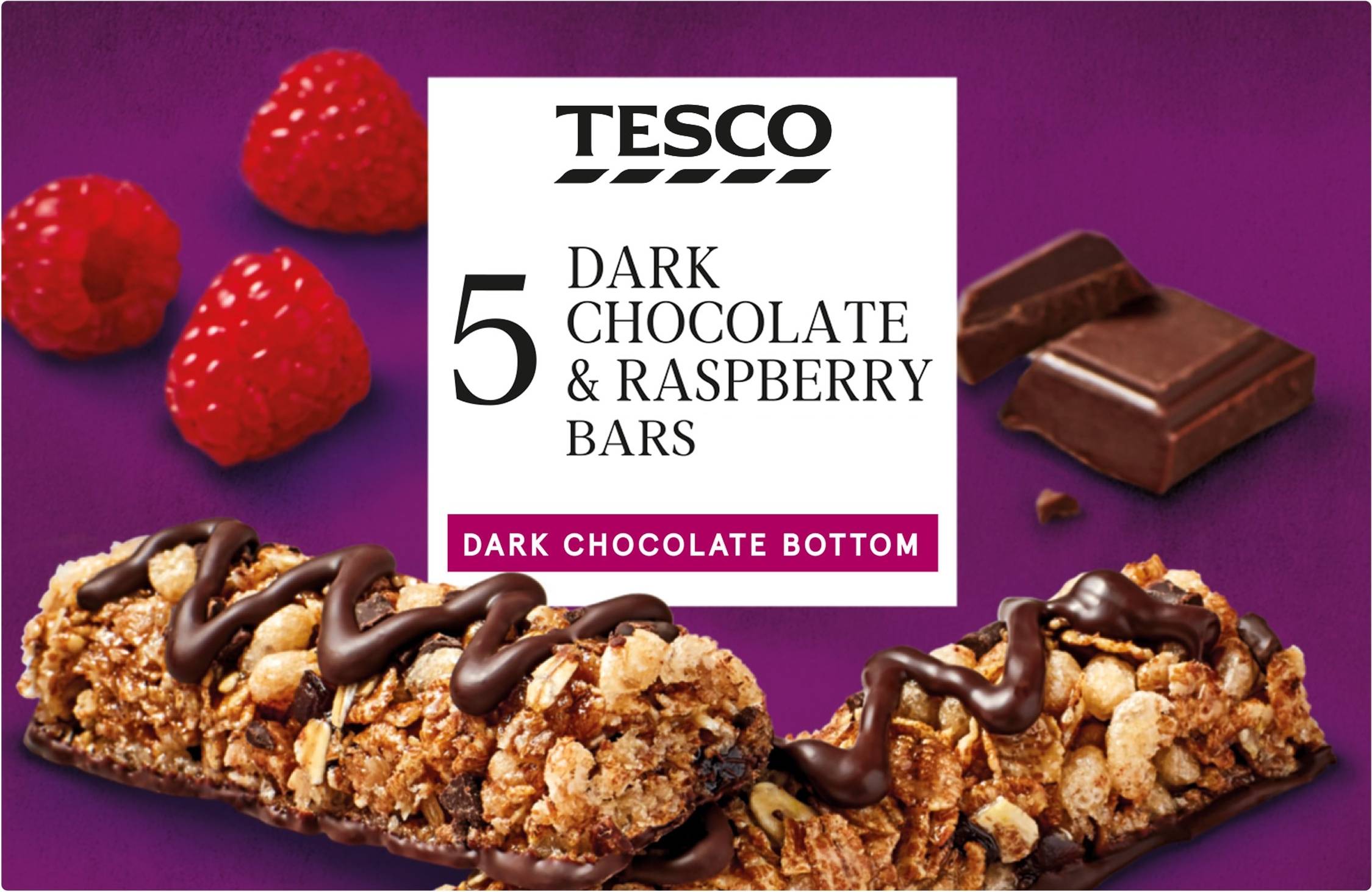 Raspberry 5 Tesco 5 Chocolate & Raspberry Bars 115G