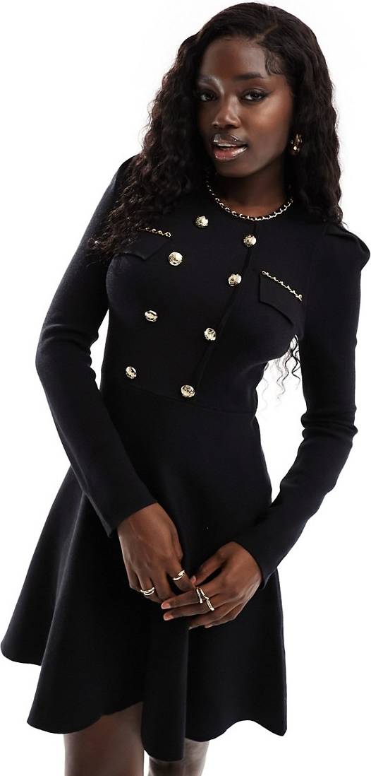 Robe Courte Col Rond Femme - Noir