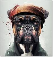 Warren Reed Boxer Dog With Hat Kitchen Splash Guard
