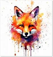 Warren Reed Watercolour Fox Face Kitchen Splash Guard