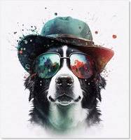 Warren Reed Border Collie Dog Face Kitchen Splash Guard 60cm