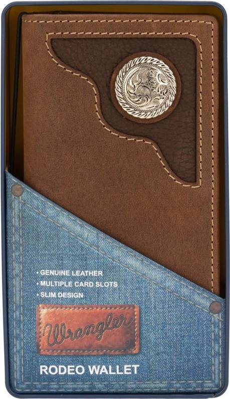 Wallets for men Wrangler Tooled Inlay Rodeo for Men Brown OSFM