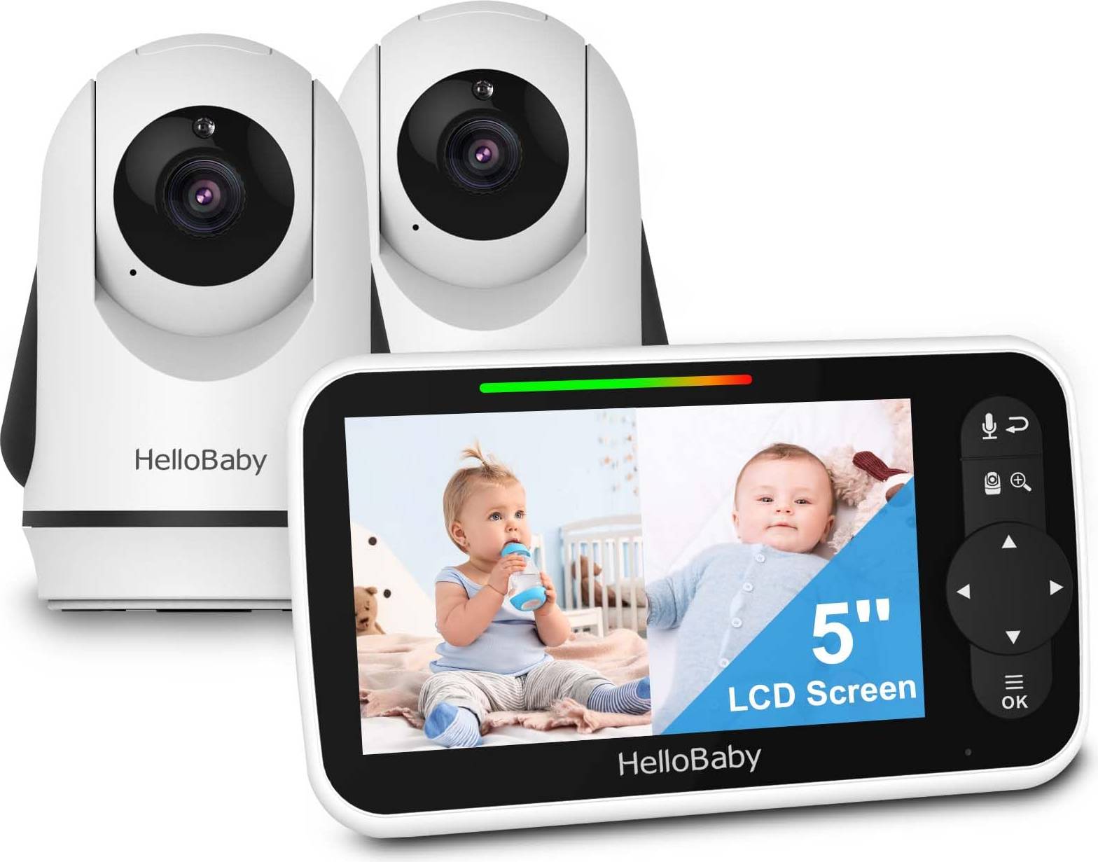 HelloBaby Video Baby Monitor 2 Cameras 5 Inch