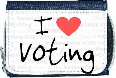 TeeTreeDesigns I love heart voting denim wallet