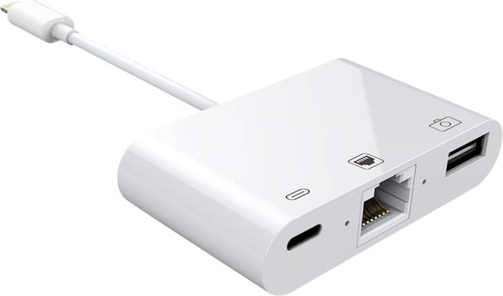 Lightning - USB C/RJ45/USB A Adapter M-F