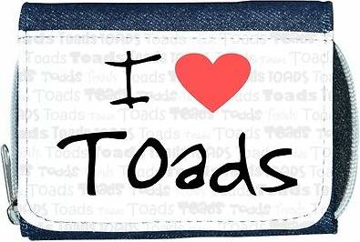 TeeTreeDesigns I love heart toads denim wallet