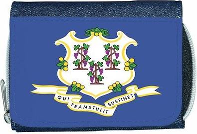 TeeTreeDesigns Connecticut flag denim wallet