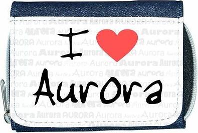 TeeTreeDesigns I love heart aurora denim wallet