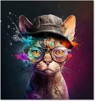 Warren Reed Devon Rex Cat With Hat Kitchen Splash Guard