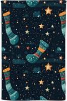 Warren Reed Stocking In A Starry Night Sky Tea Kitchen Towel Multicolour, Blue