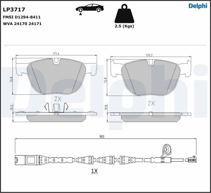 Delphi Brake Pad Set LP3717
